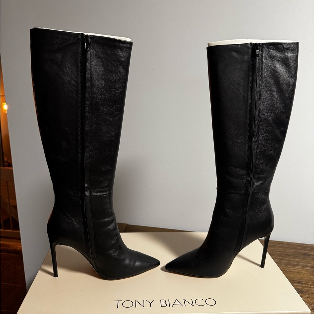 Tony Bianco Black Apollo Leather Knee-High Boots